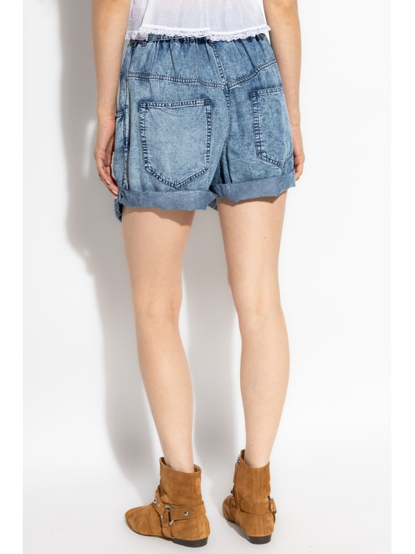 Pierine Bow Strap Denim Shorts