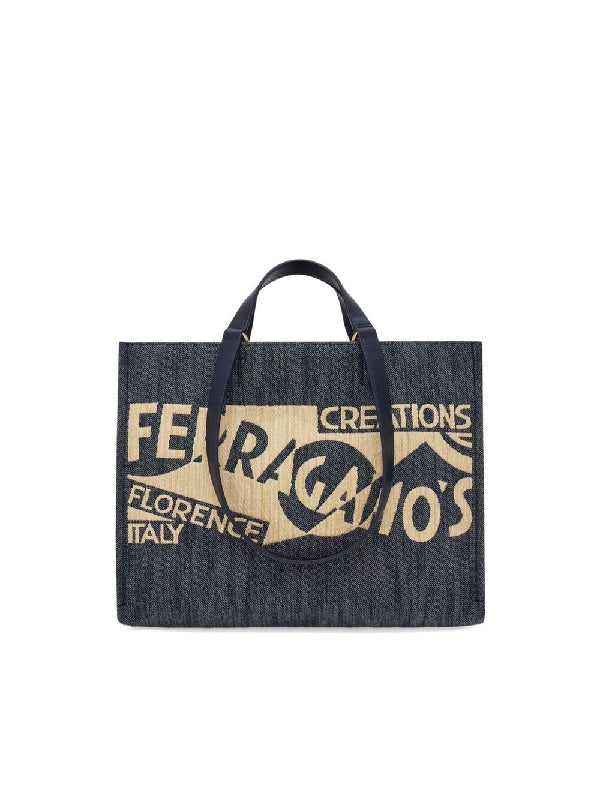 Logo Embroidery Denim Tote Bag