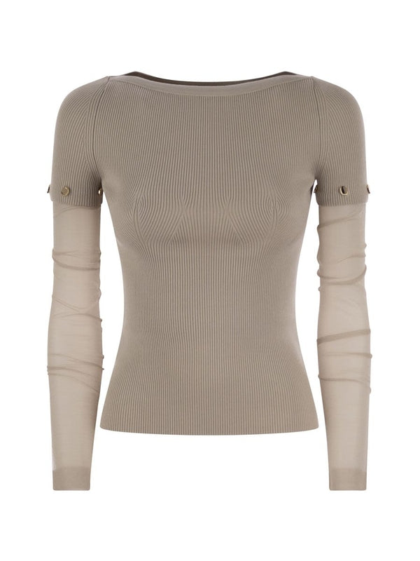 Alcide Sheer Sleeve Panel Long Sleeve Top