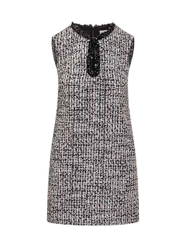 Jewel Trimmed Bouclé Dress