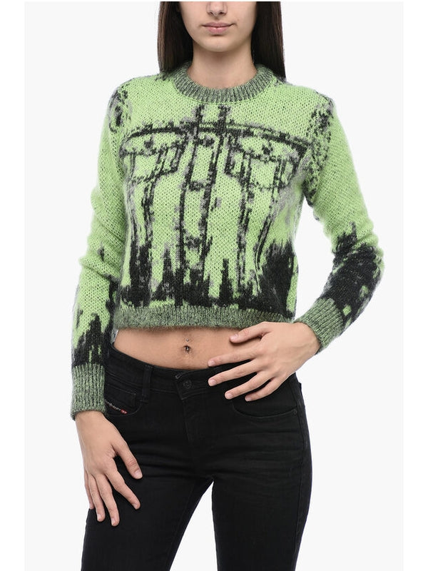 Trompe-L'Oeil Mohair Blend Crop Knit