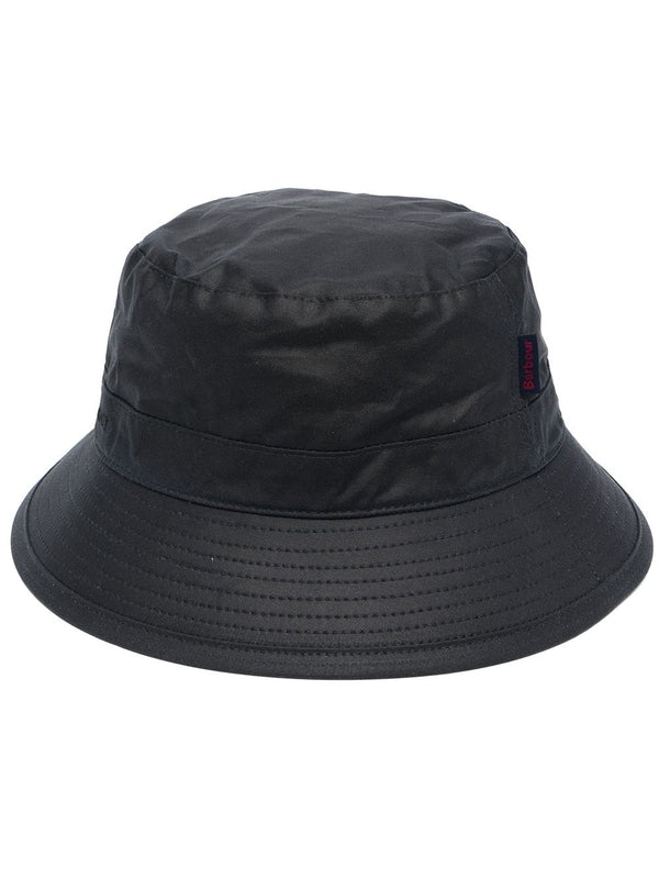 Logo Embroidered Waxed Cotton Bucket Hat