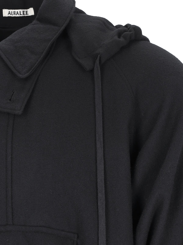 Drawstring Wool Hoodie Anorak Jacket