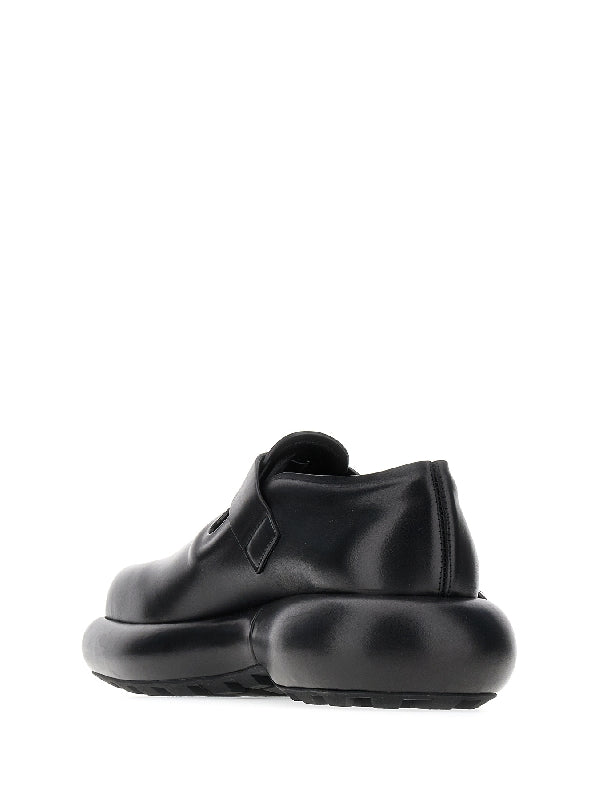 Black Calfskin Buckle Detail Loafers