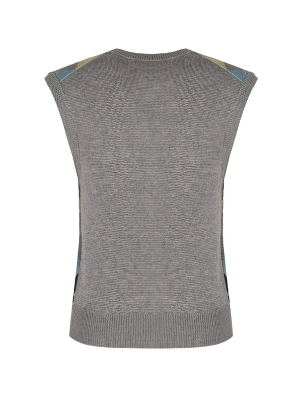 Argyle Check Wool Knit Vest