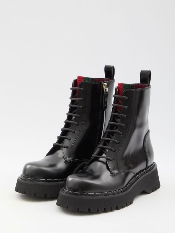 Web Leather Lace-Up Boots