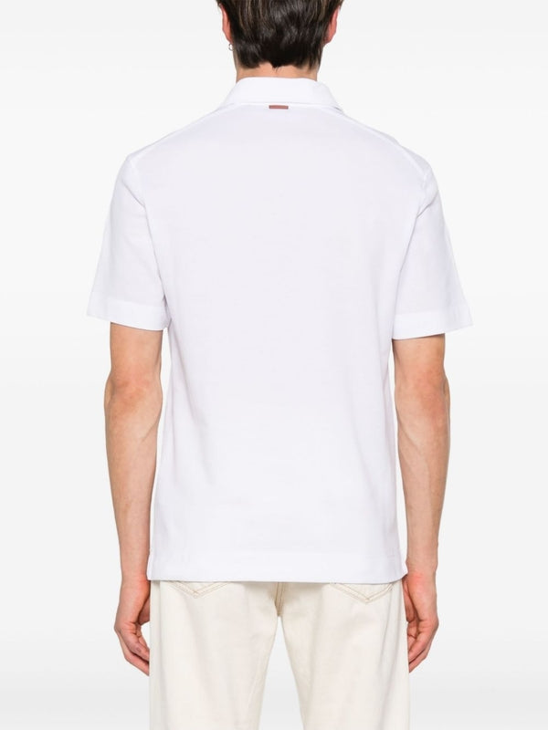 Back Logo Tab Pocket Cotton Short Sleeve Polo Shirt