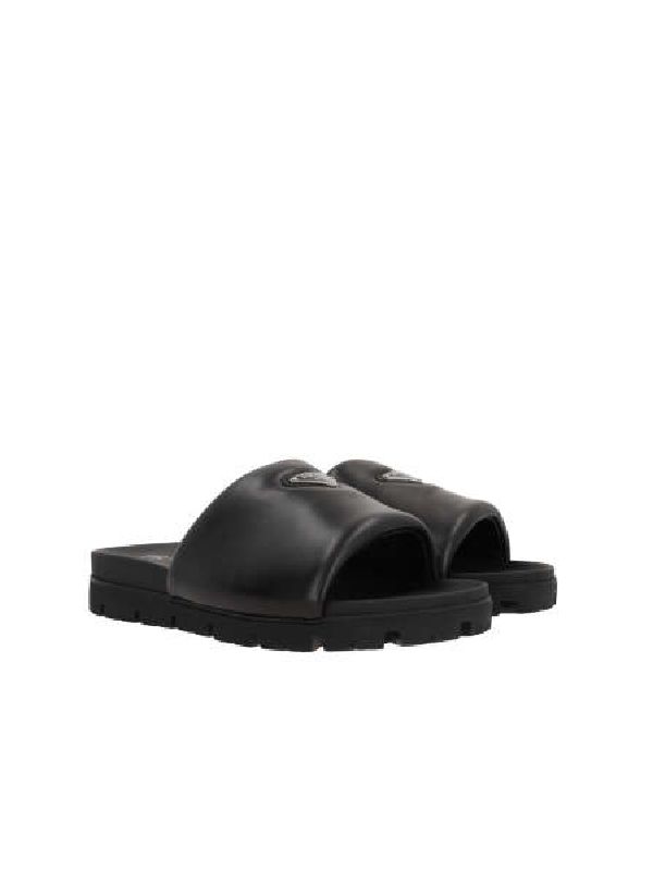 Triangle Logo Padded Leather Slide