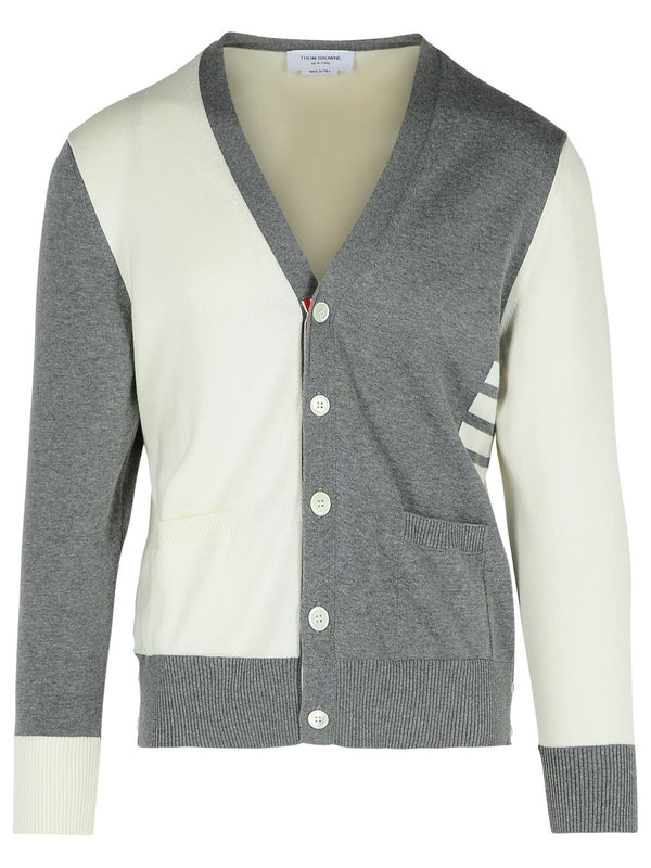 4-Bar V-neck Cotton Cardigan