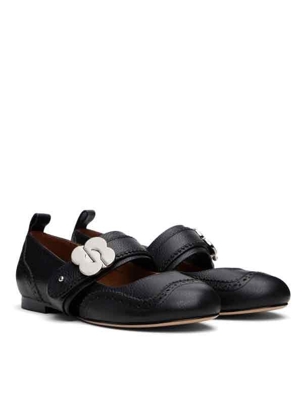 Round Toe Black Flat Shoes