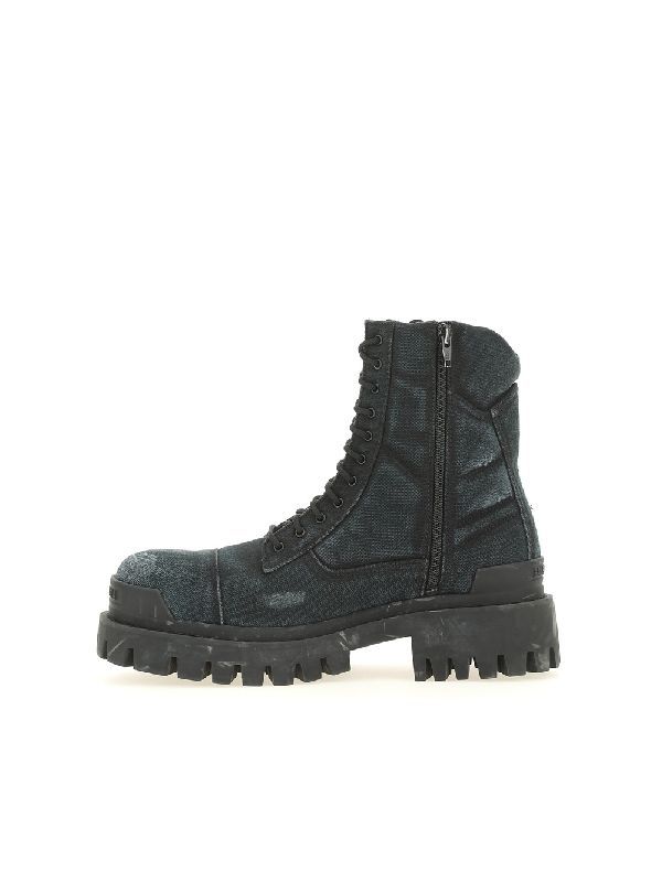 Strike Vintage-effect Combat Boots