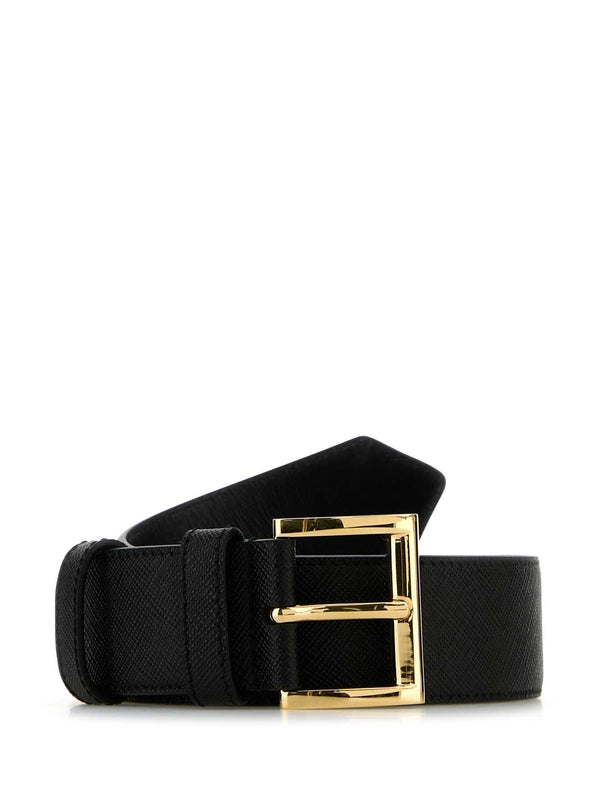 Triangle Logo Buckle Leather Belt