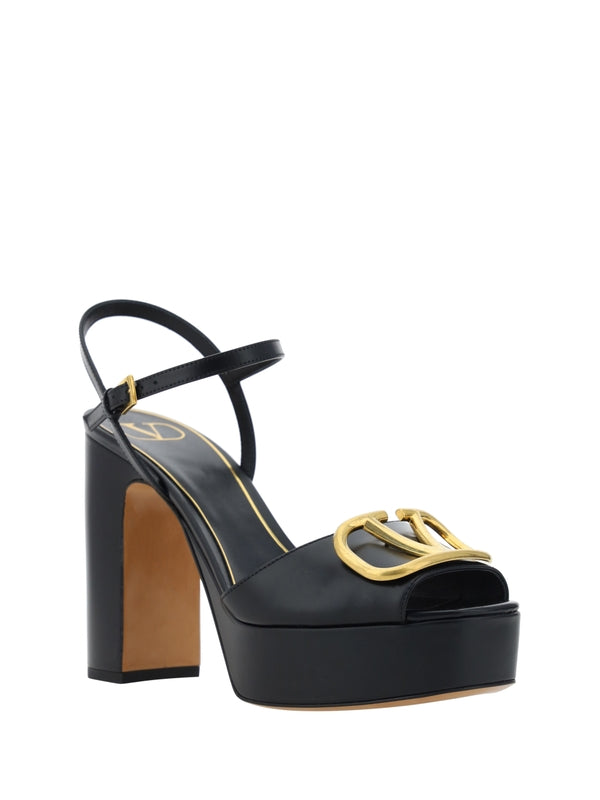 V Logo Platform Sandal Heels