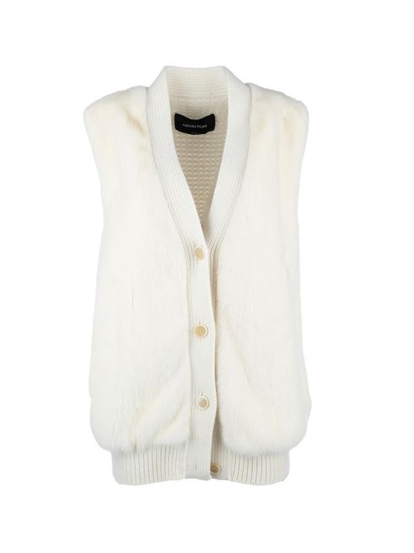 V Neck Shearling Knit Vest