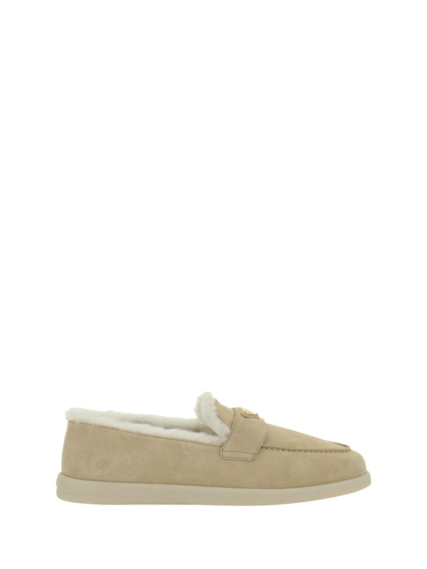 Triangle Logo Shearling Suede
  Loafers