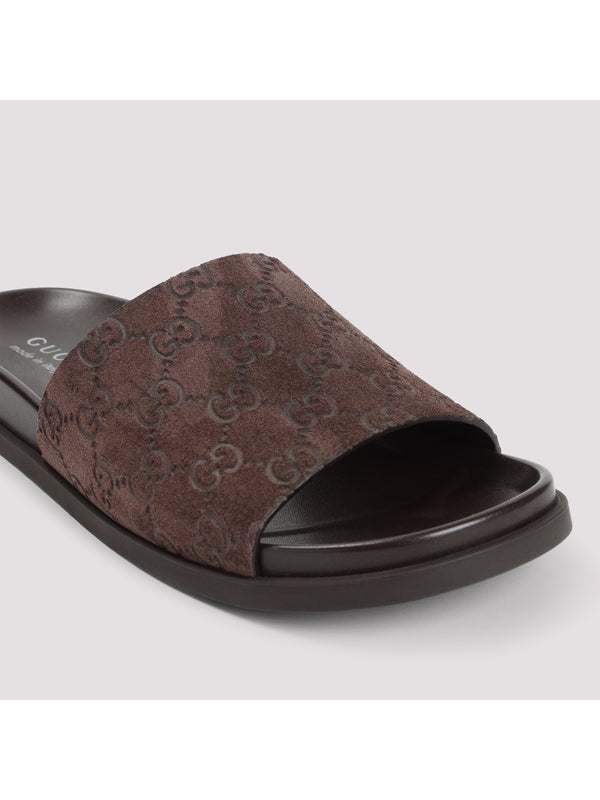 Gg Logo Suede Slides