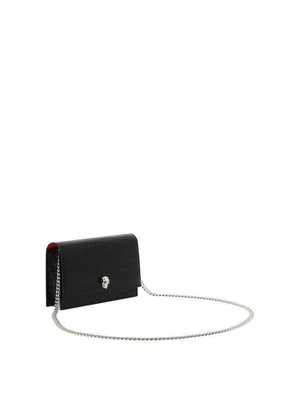 Skull Leather Small Chain Clutch Bag