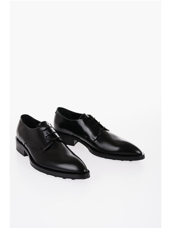 Pointed-Toe Calfskin Lace-Up Shoes