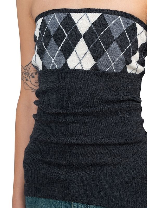 Pau Check Wool Sleeveless Top