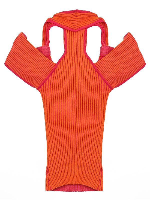 Cut-out Knot Halter Neck Rib Sweater