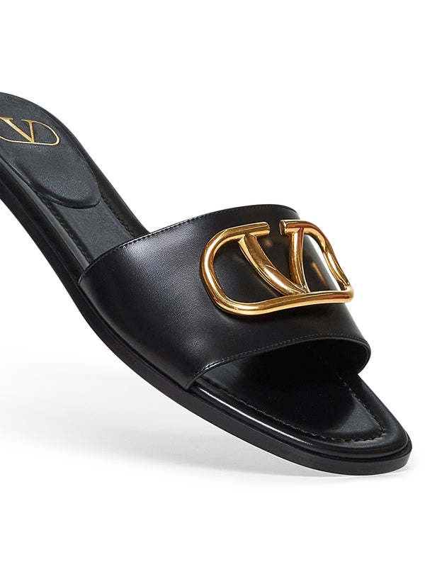 V Logo Decoration Leather Slide