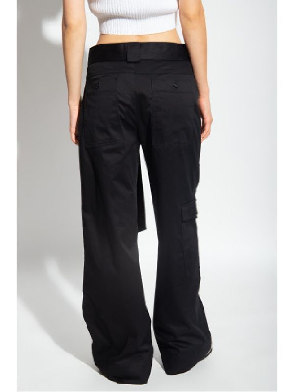 Belted Wide Cotton Cargo Pants