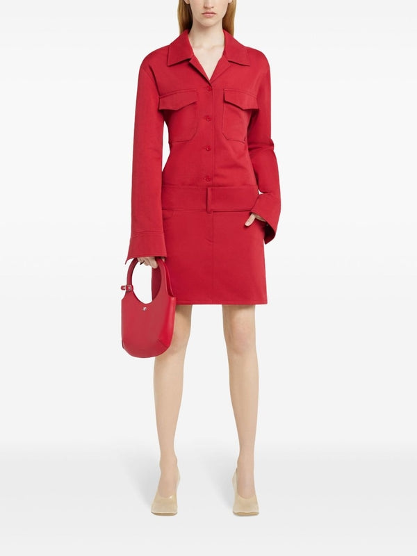 Belted Cotton Blend Mini Skirt