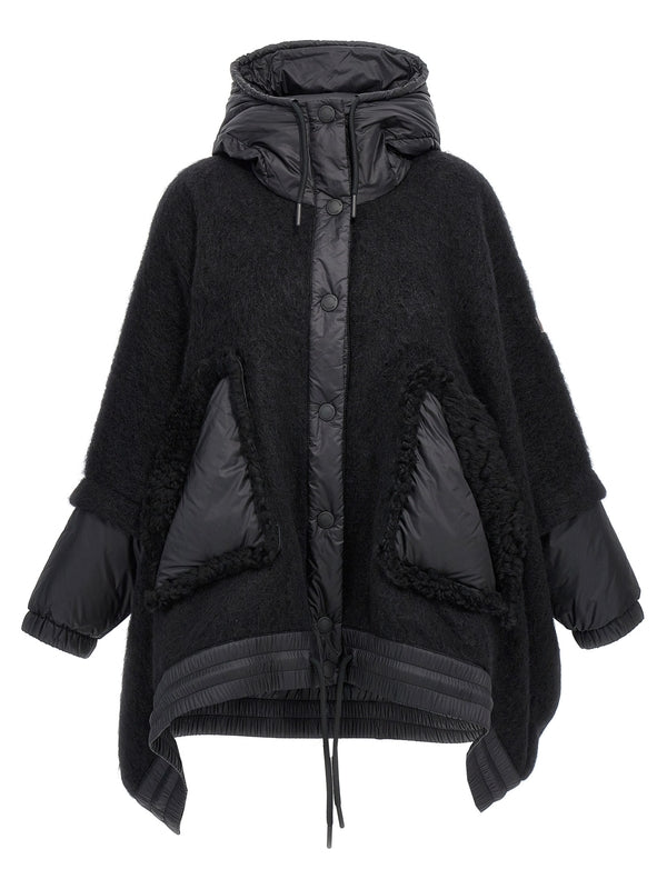 MONCLER - Shearling
  Panel Nylon Cape - Jente