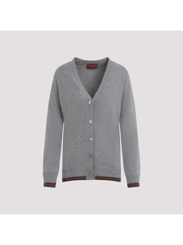 Web Detail Wool Cashmere Cardigan
