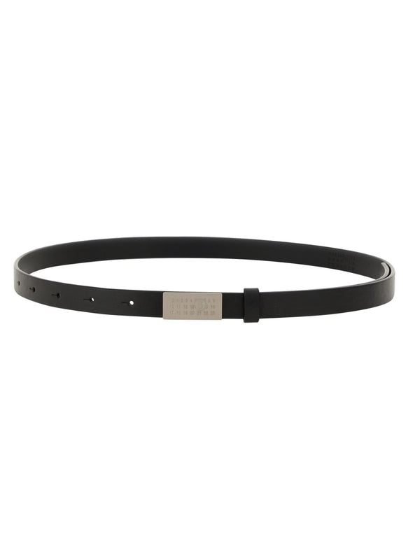 Number Logo Buckle Leather Belt