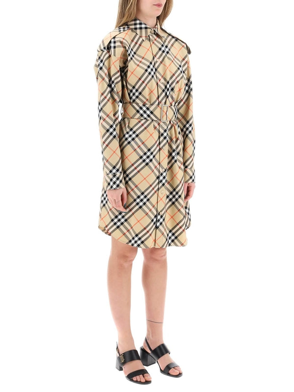 ヴィンテージチェックベルトコットンシャツドレス