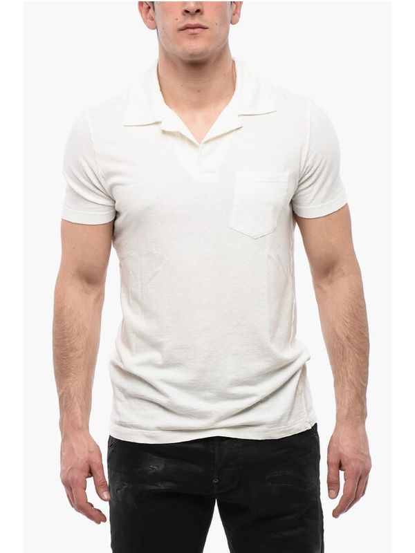 Linen Blend Polo With Breast Pocket Polo Shirts