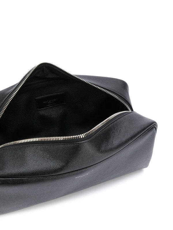 Logo Leather Cosmetic Pouch