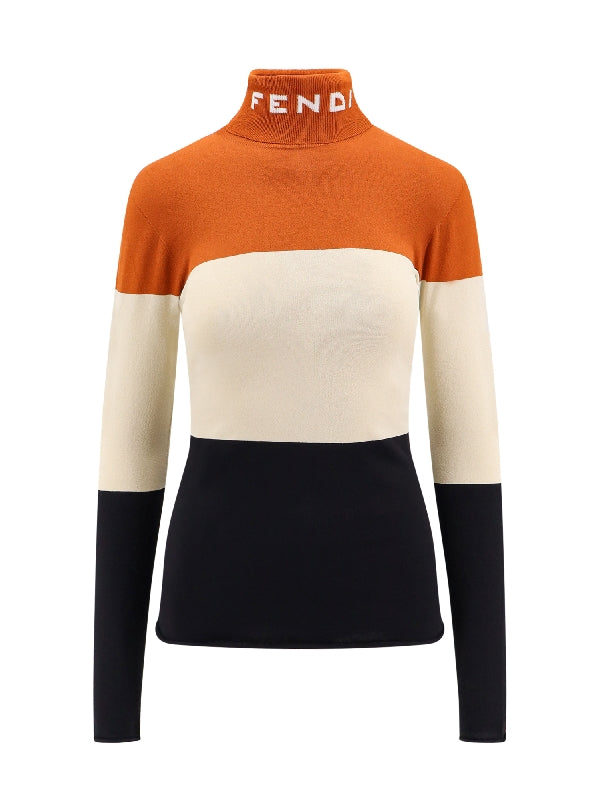 Stripe Block High-Neck Knit