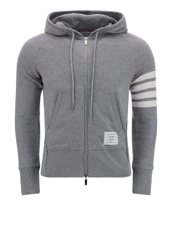 4-bar Grey Hooded Zip-up