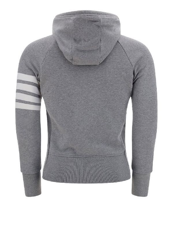 4-bar Grey Hooded Zip-up