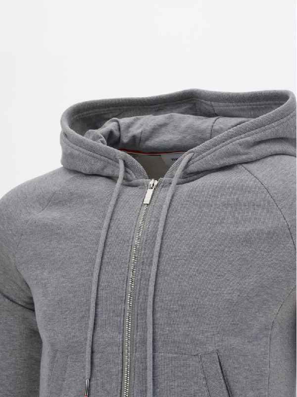 4-bar Grey Hooded Zip-up