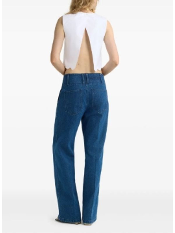 Back Slit Poplin Cotton Sleeveless Top