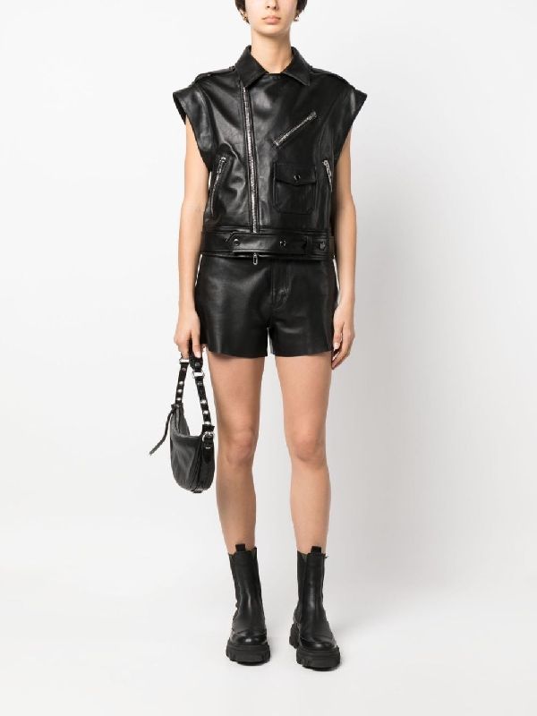 Lambskin Sleeveless Biker Jacket