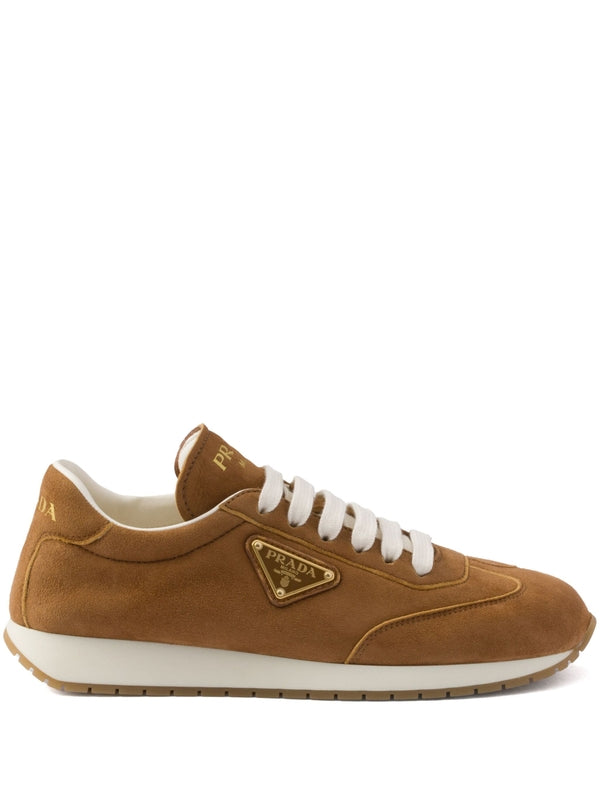 Triangle Logo Suede Low Top Sneakers