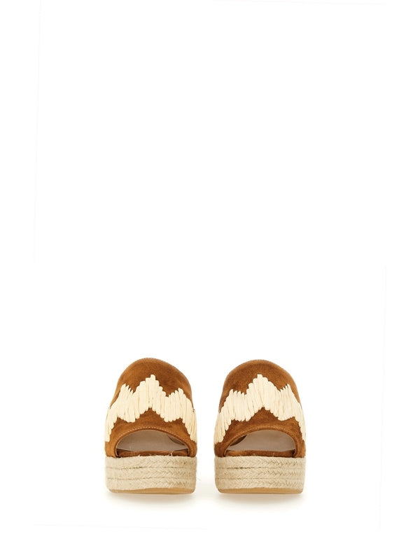 Castañer Brown Beige Wedge Sandals