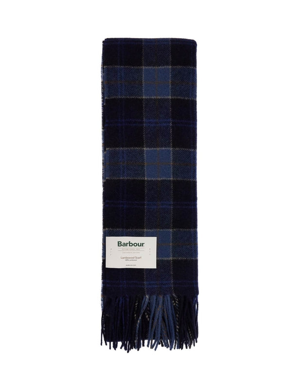 Logo Label Check Fringe Wool Muffler