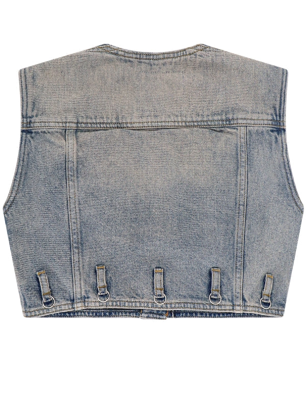 Multiflex Logo Embroidery Denim Vest