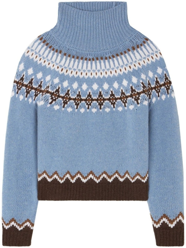 Pattern Jacquard High-neck Wool Knit