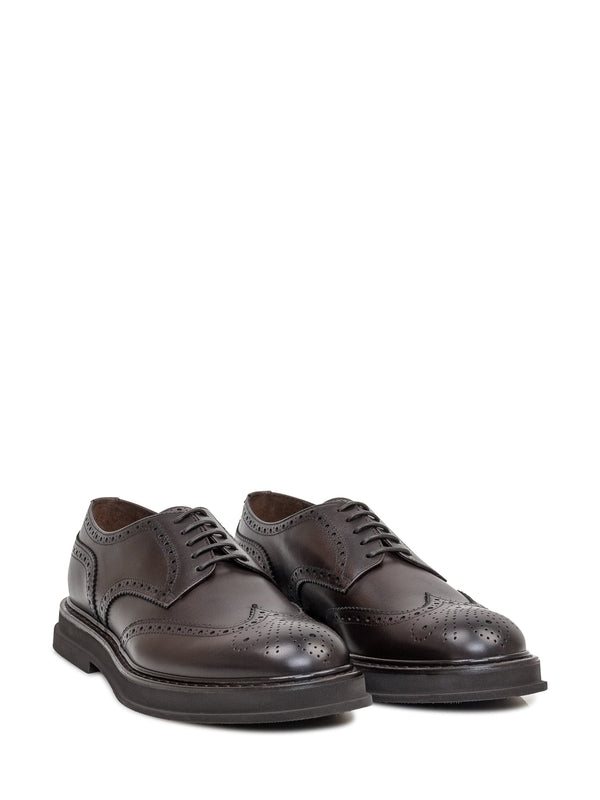 Brogue Detail Leather Lace-Up Shoes