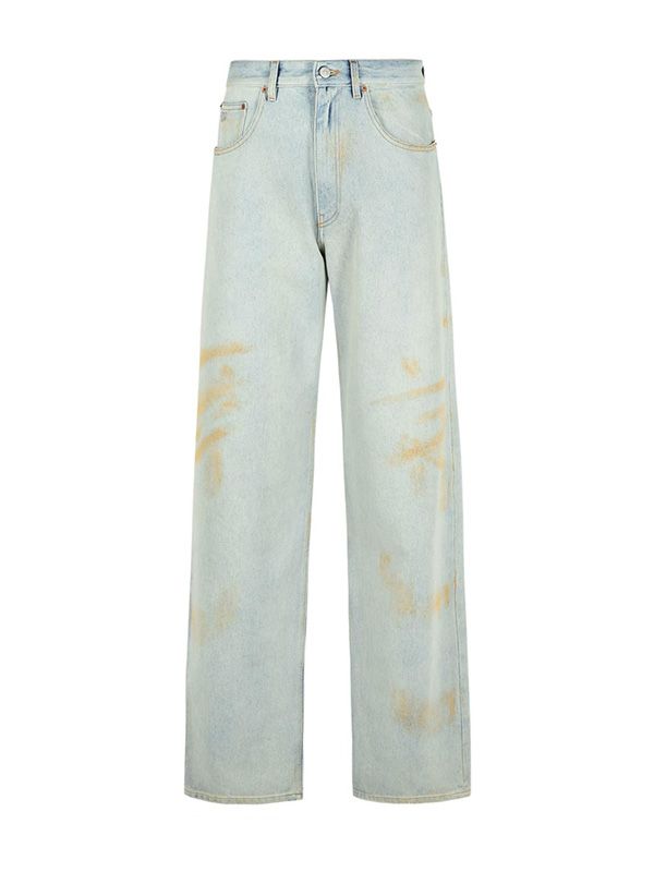 Washed Cotton Denim Pants