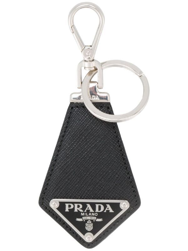 Saffiano Triangle Logo Keychain