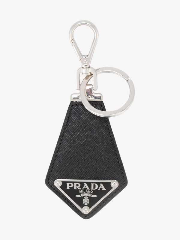 Saffiano Triangle Logo Keychain