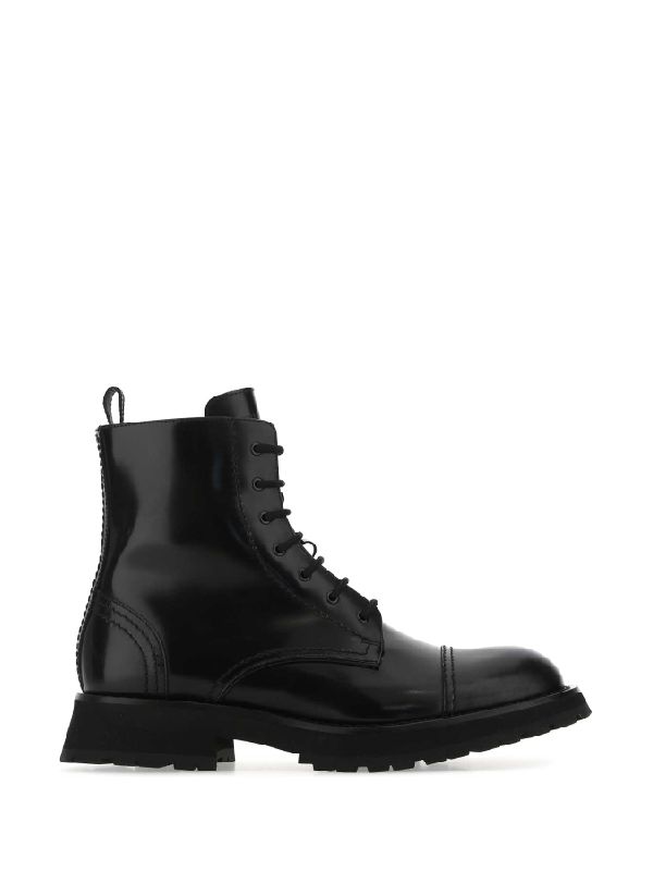 Black Leather Lace-up Boots