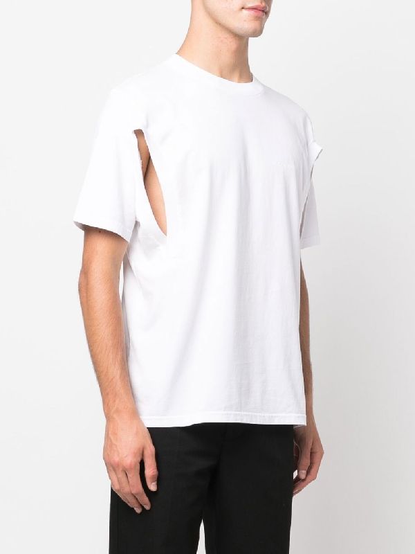Circular Slit Cut Sleeve Detail T-Shirt